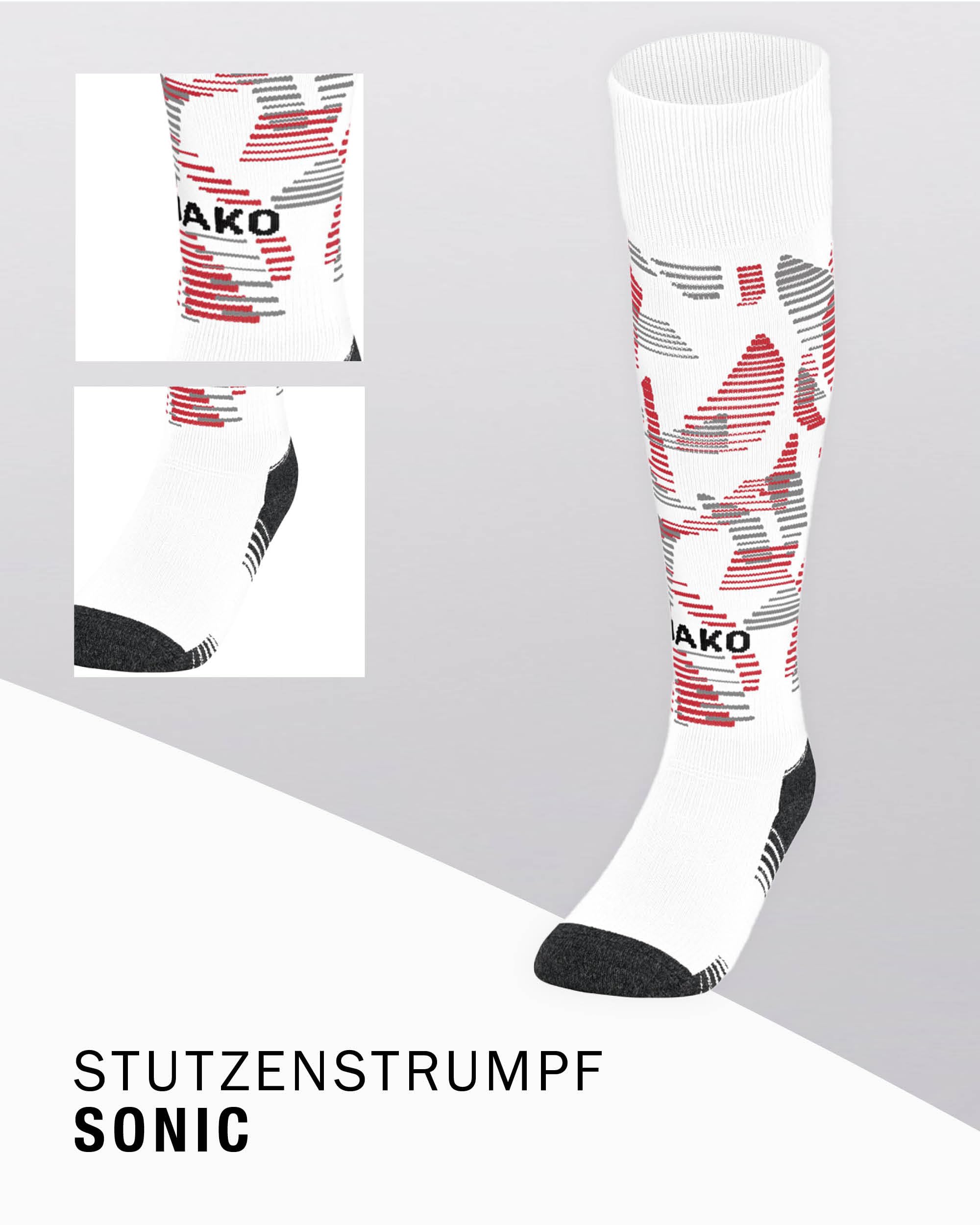 jako-sonic-stutzenstrumpf-35-38-wei-rot-grau-fu-ball image 3