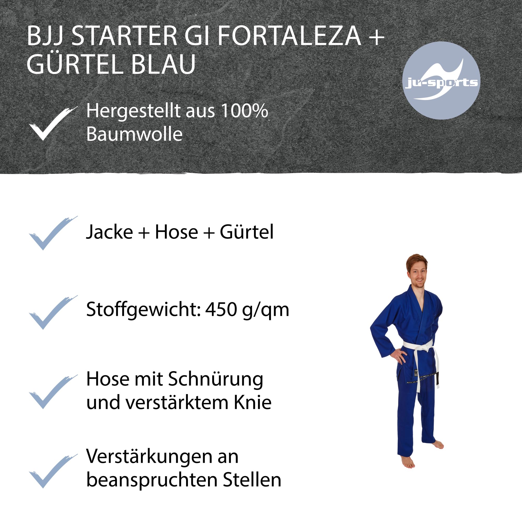 ju-sports-fortaleza-bjj-gi-blau-a2-g-rtel image 5