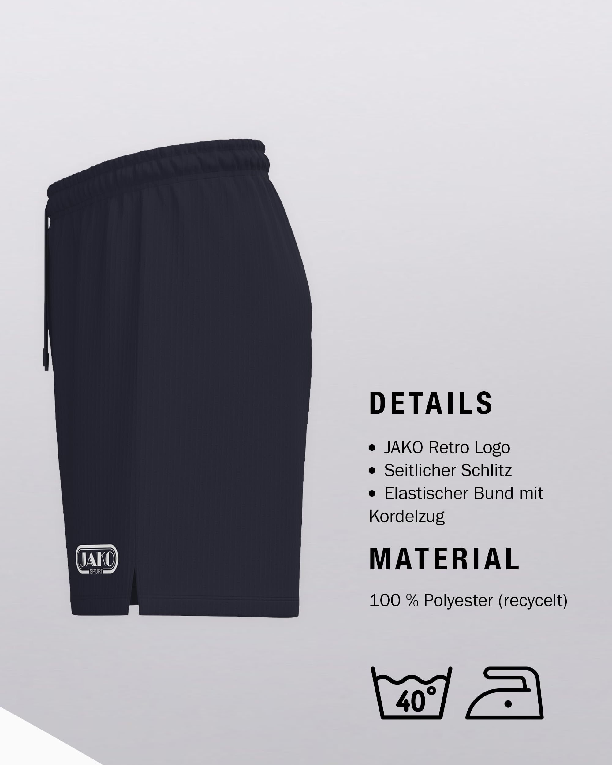 jako-wardrobe-retro-unisex-shorts-schwarz-recycelt image 4