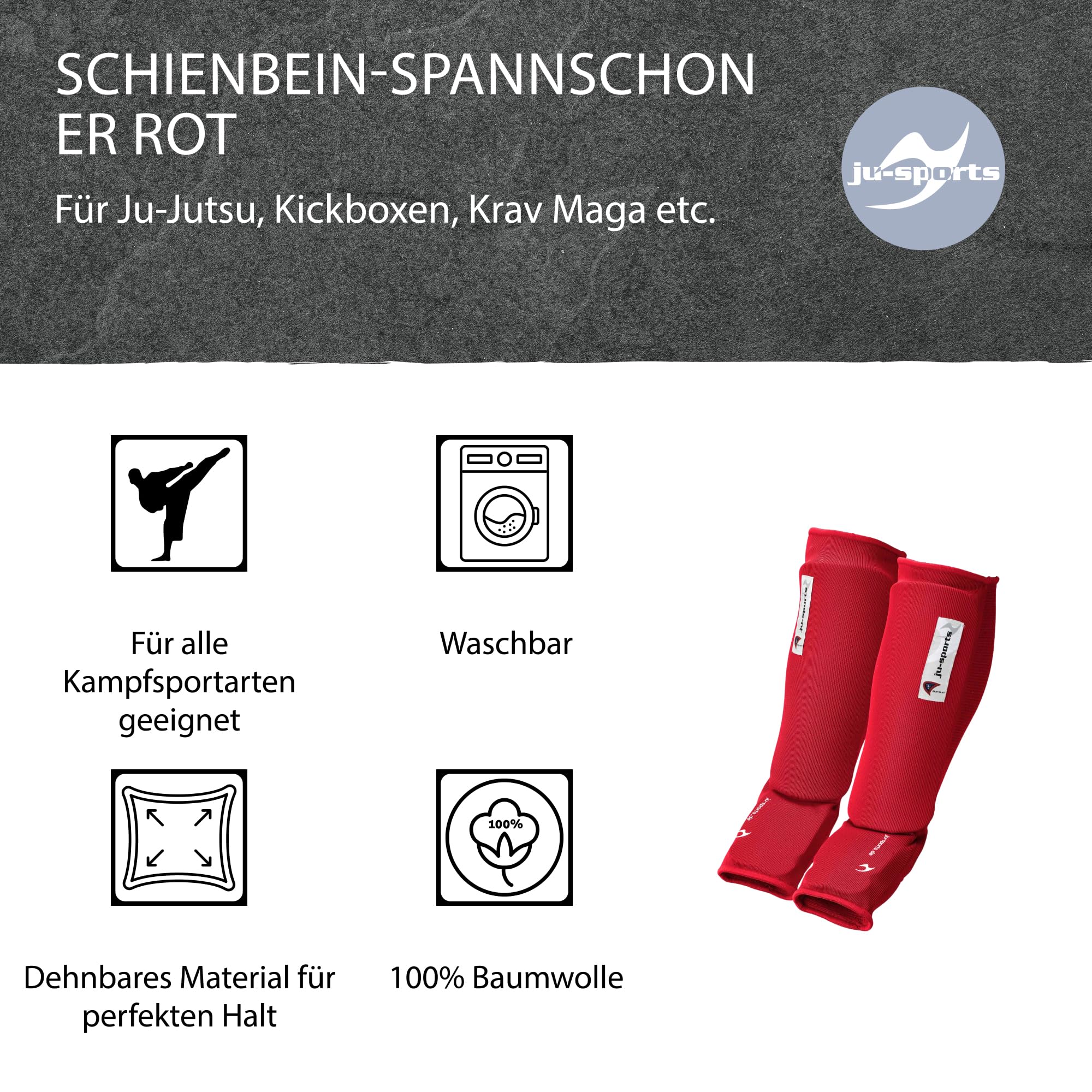 ju-sports-spann-schienbeinschoner-m-rot-baumwolle image 3