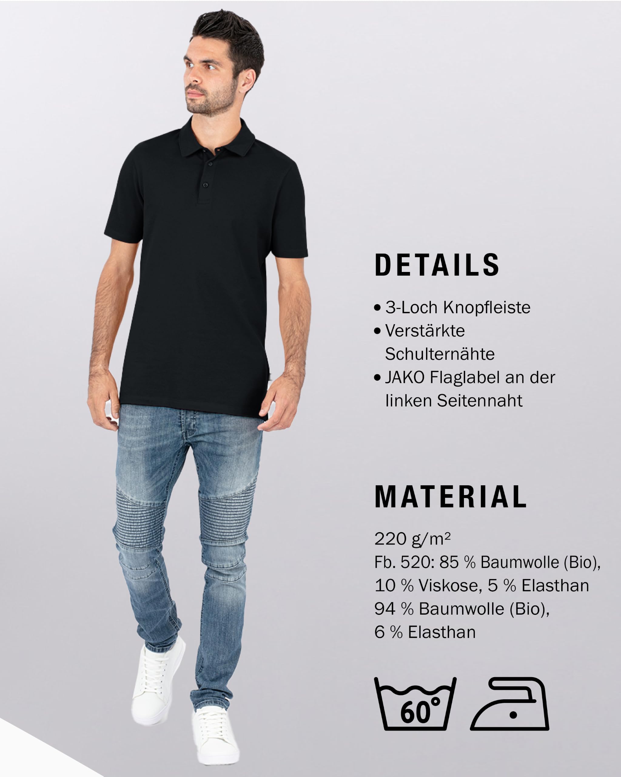 jako-base-organic-polo-stretch-herren-schwarz-m image 5