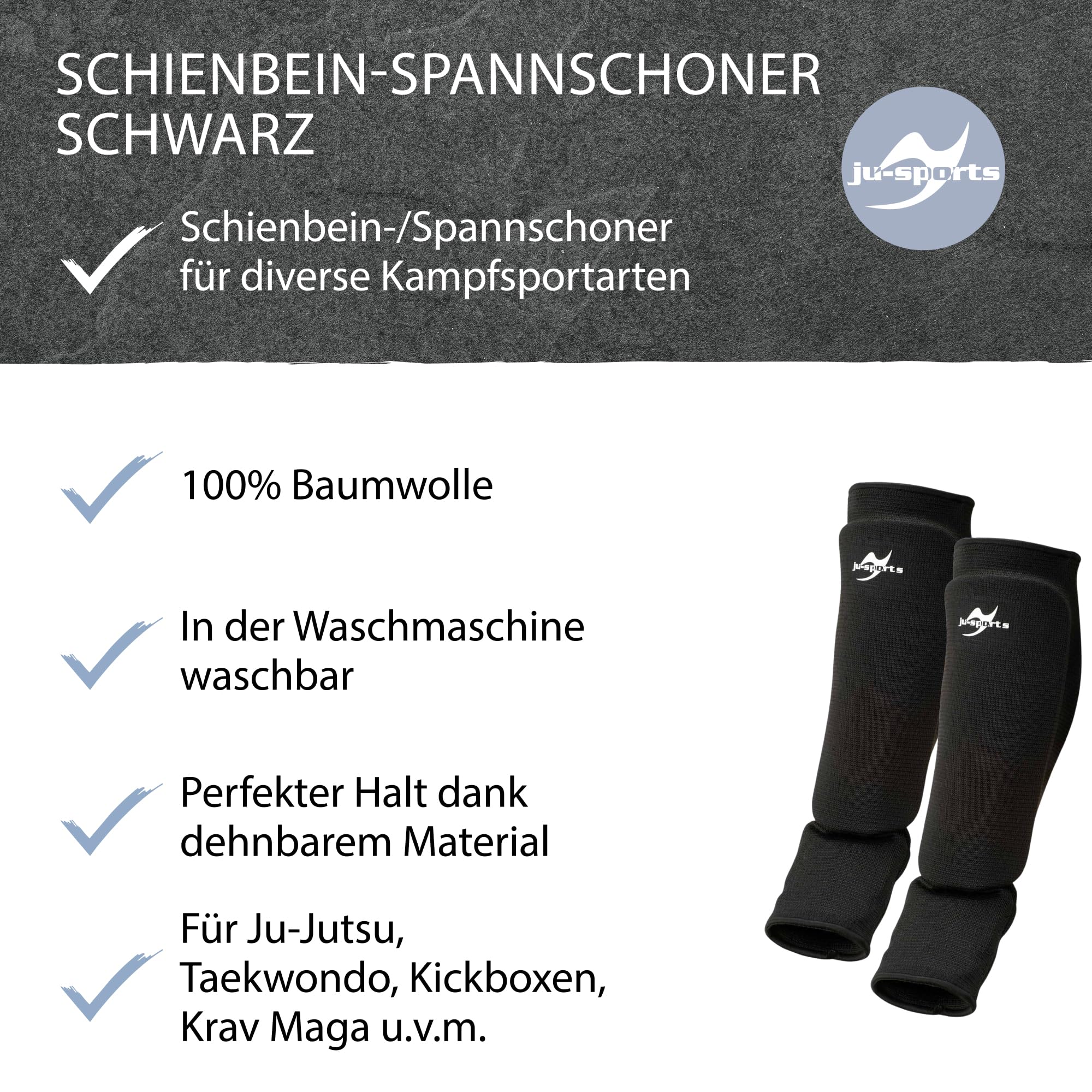 ju-sports-schienbeinschoner-spann-xl-schwarz-baumwolle image 5