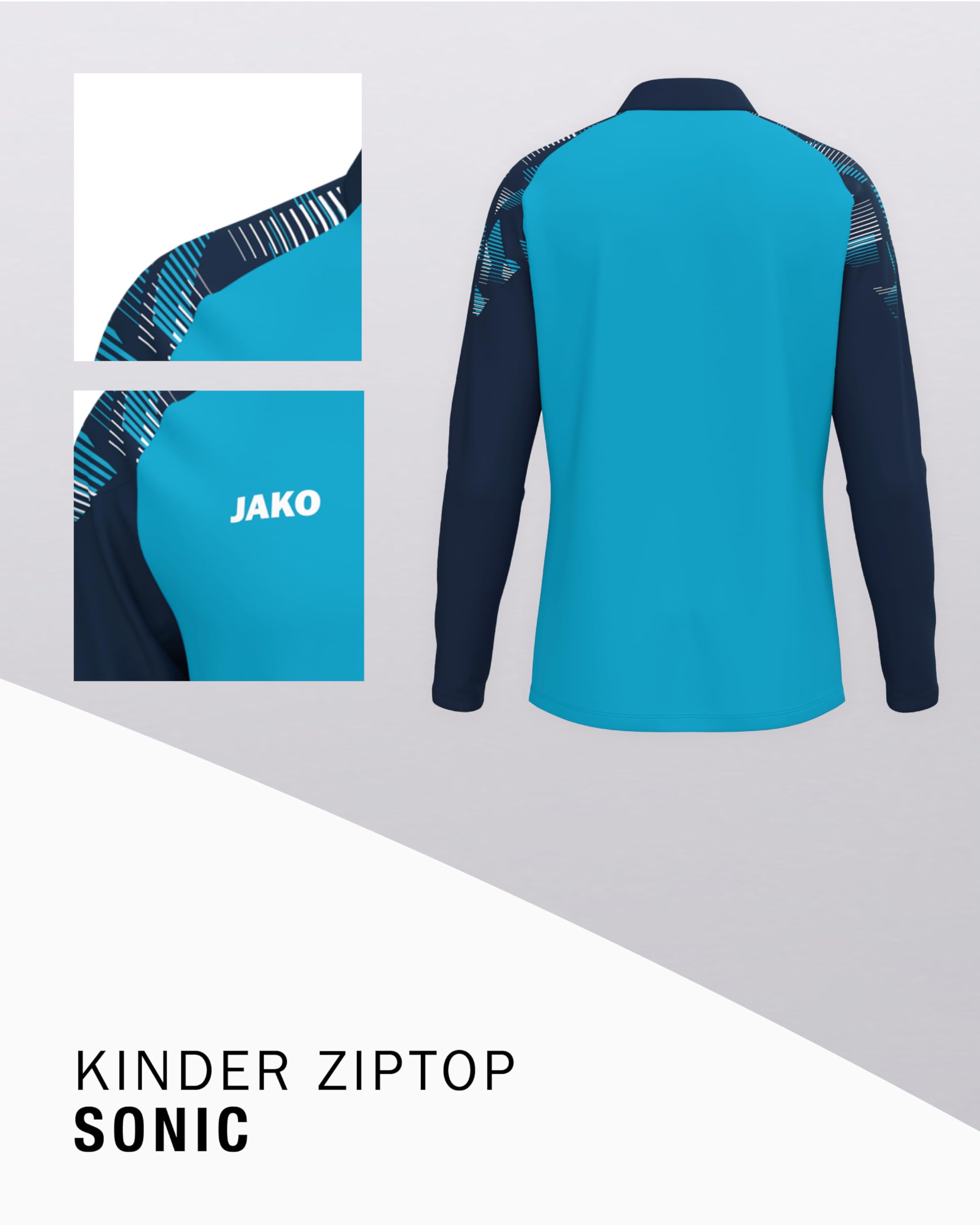 jako-sonic-ziptop-trainingspullover-kinder-128-aqua-marine-fleece image 4