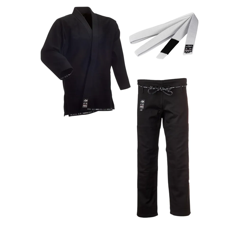 ju-sports-fortaleza-bjj-gi-schwarz-a2-mit-g-rtel-baumwolle image 1