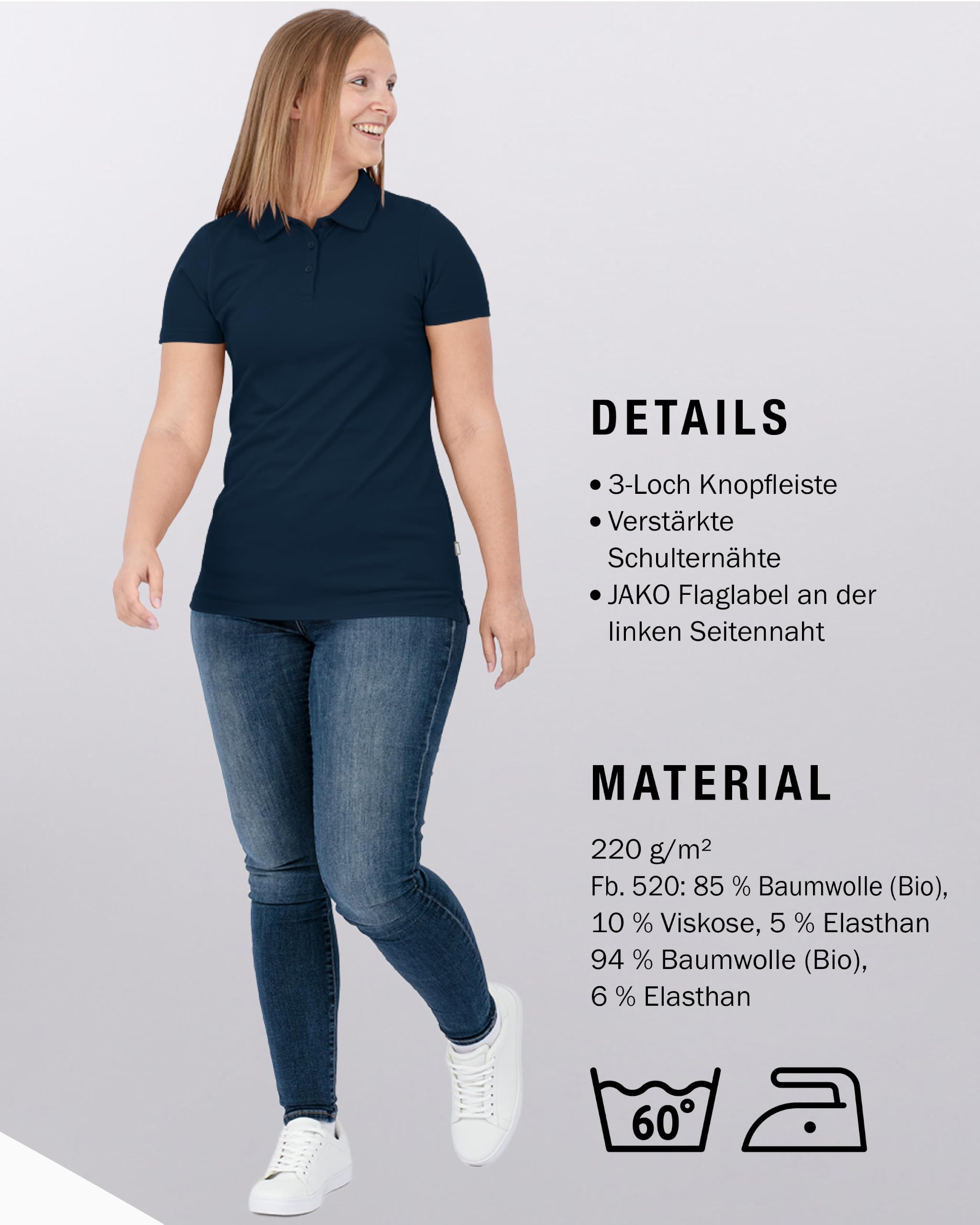 jako-base-damen-polo-organic-stretch-wei-kurzarm image 5