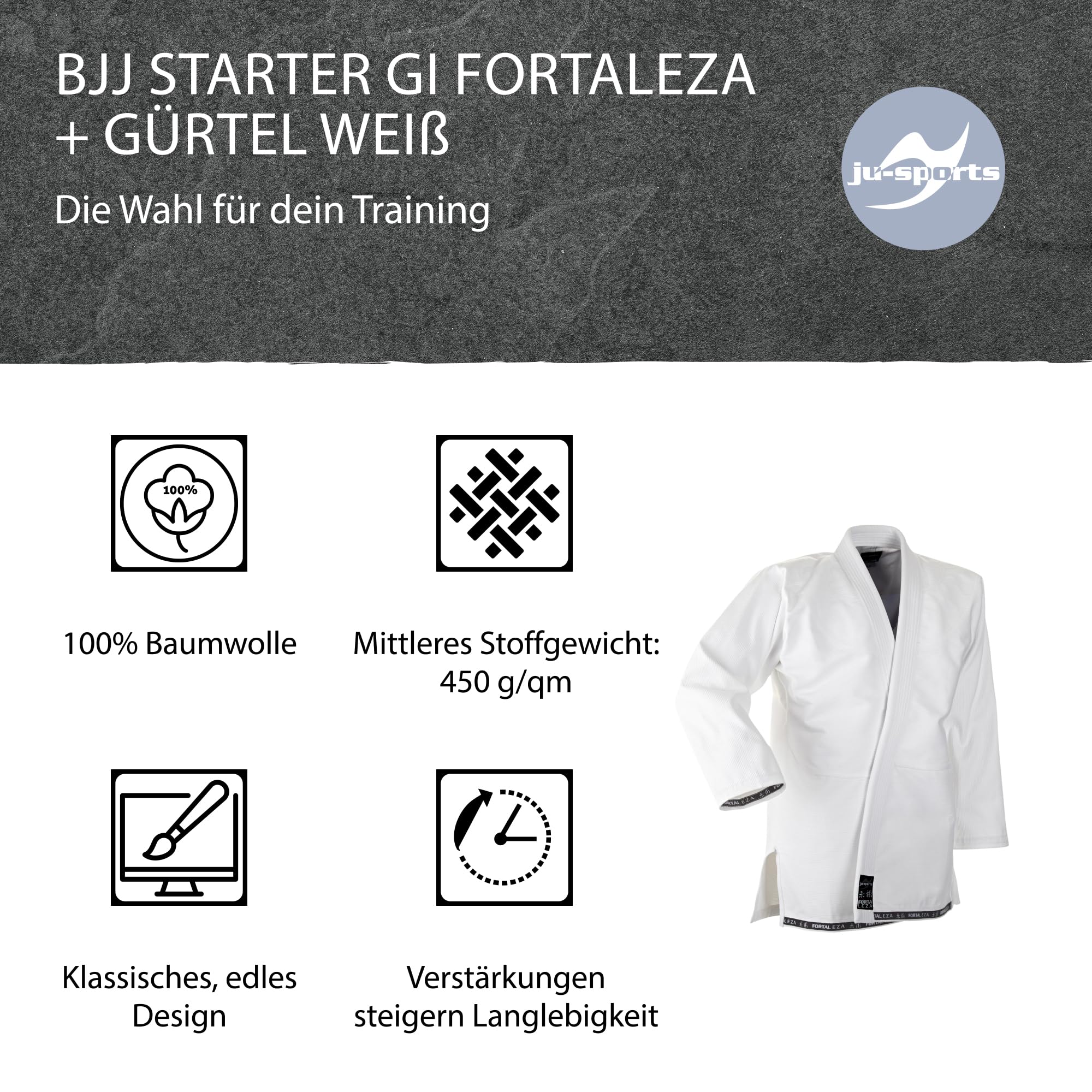 ju-sports-fortaleza-bjj-gi-herren-wei-a3-baumwolle image 3