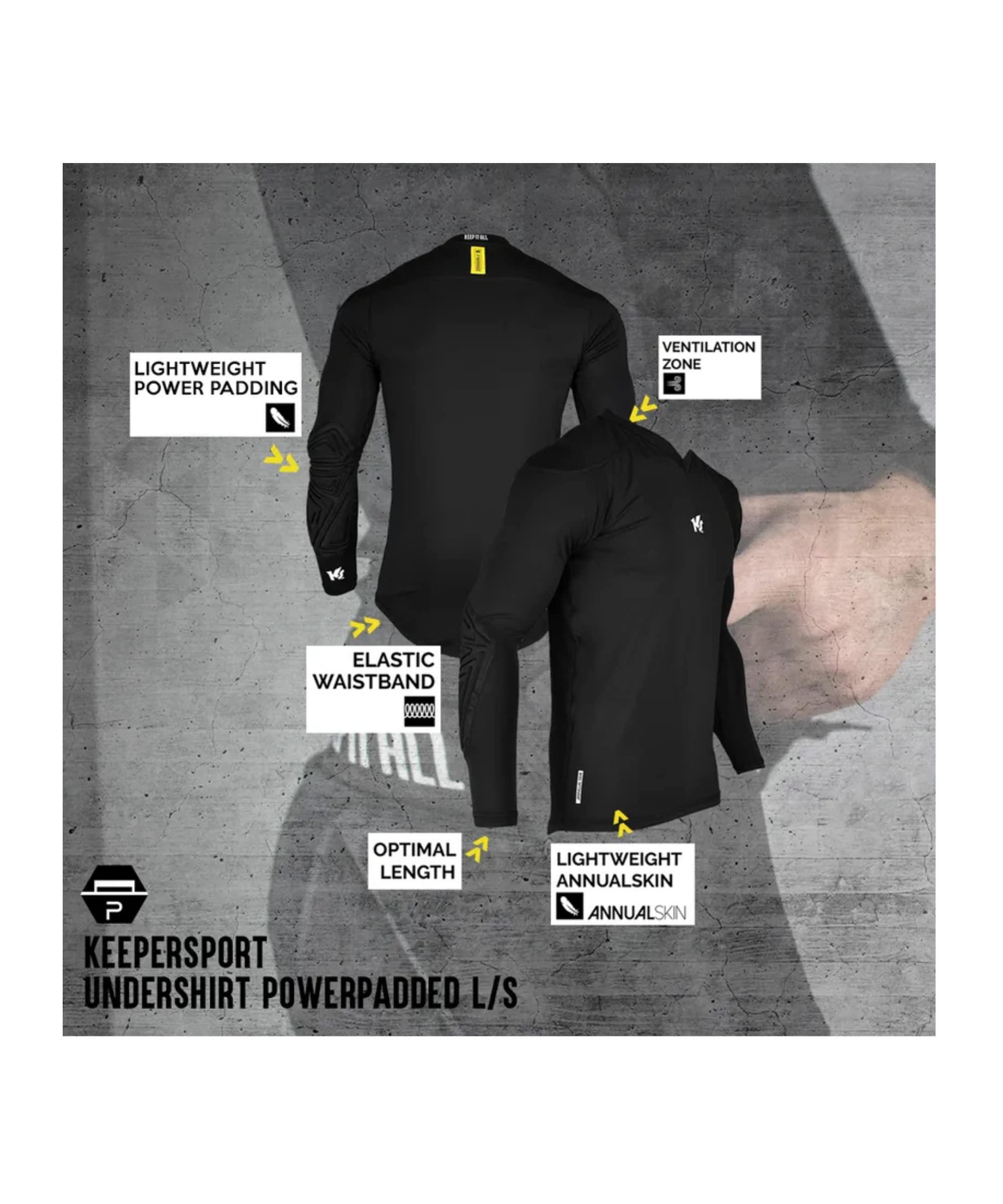 keepersport-powerpadded-langarm-unterhemd-herren-schwarz-gelb image 2