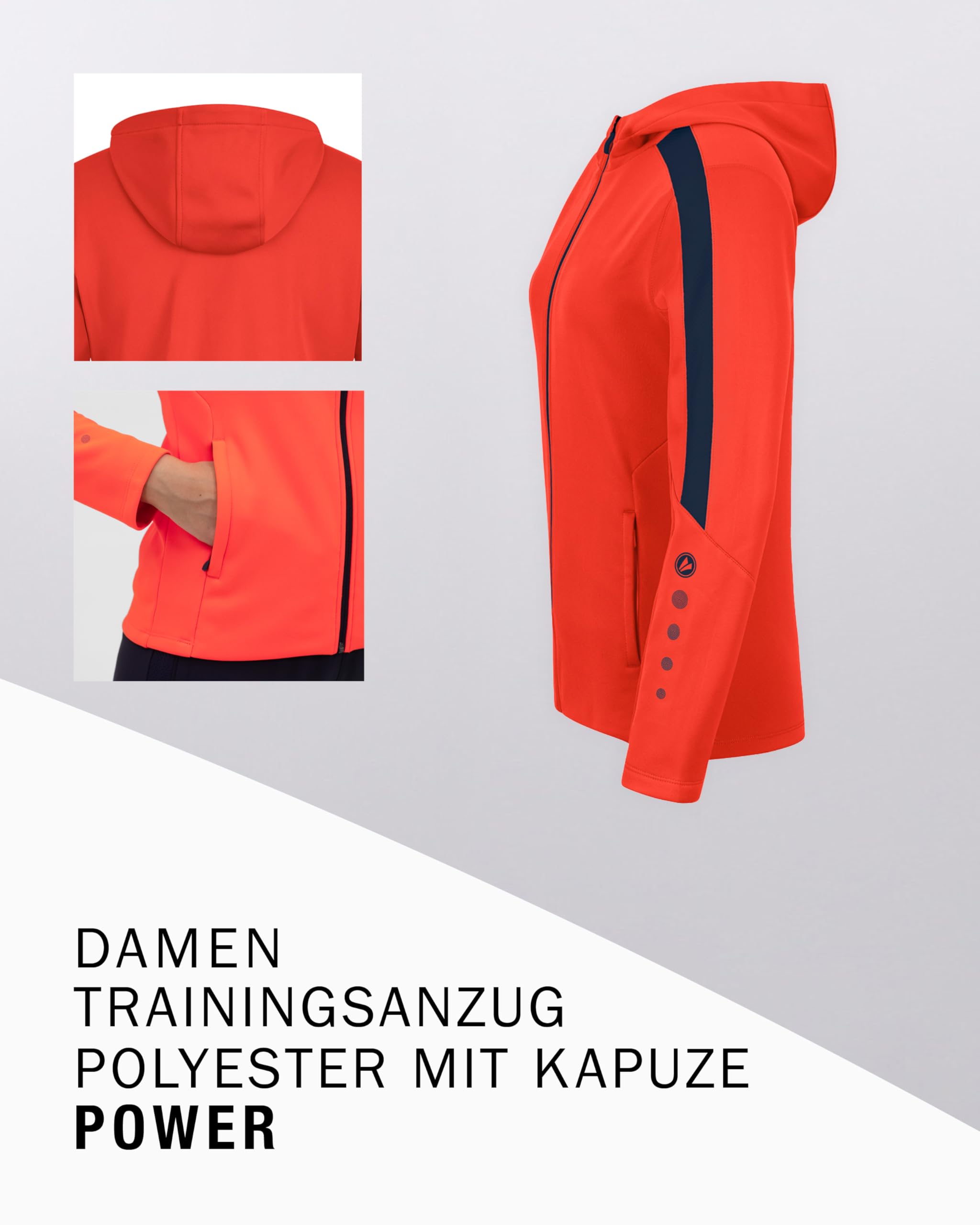 jako-power-trainingsanzug-damen-schwarz-38-kapuze-polyester image 3