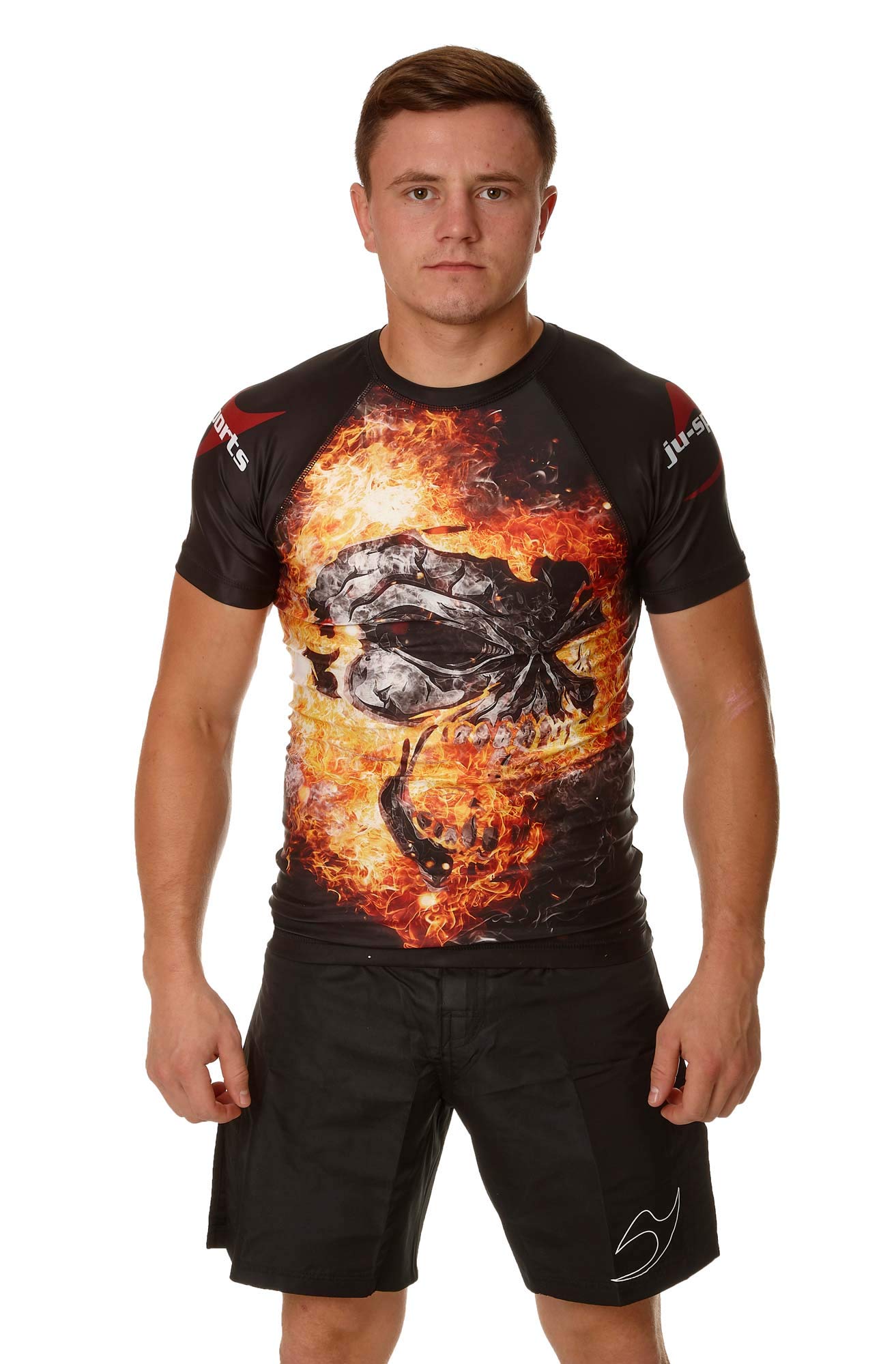 ju-sports-rash-guards-dark-line-skull-rashguard-kurzarm-l image 2