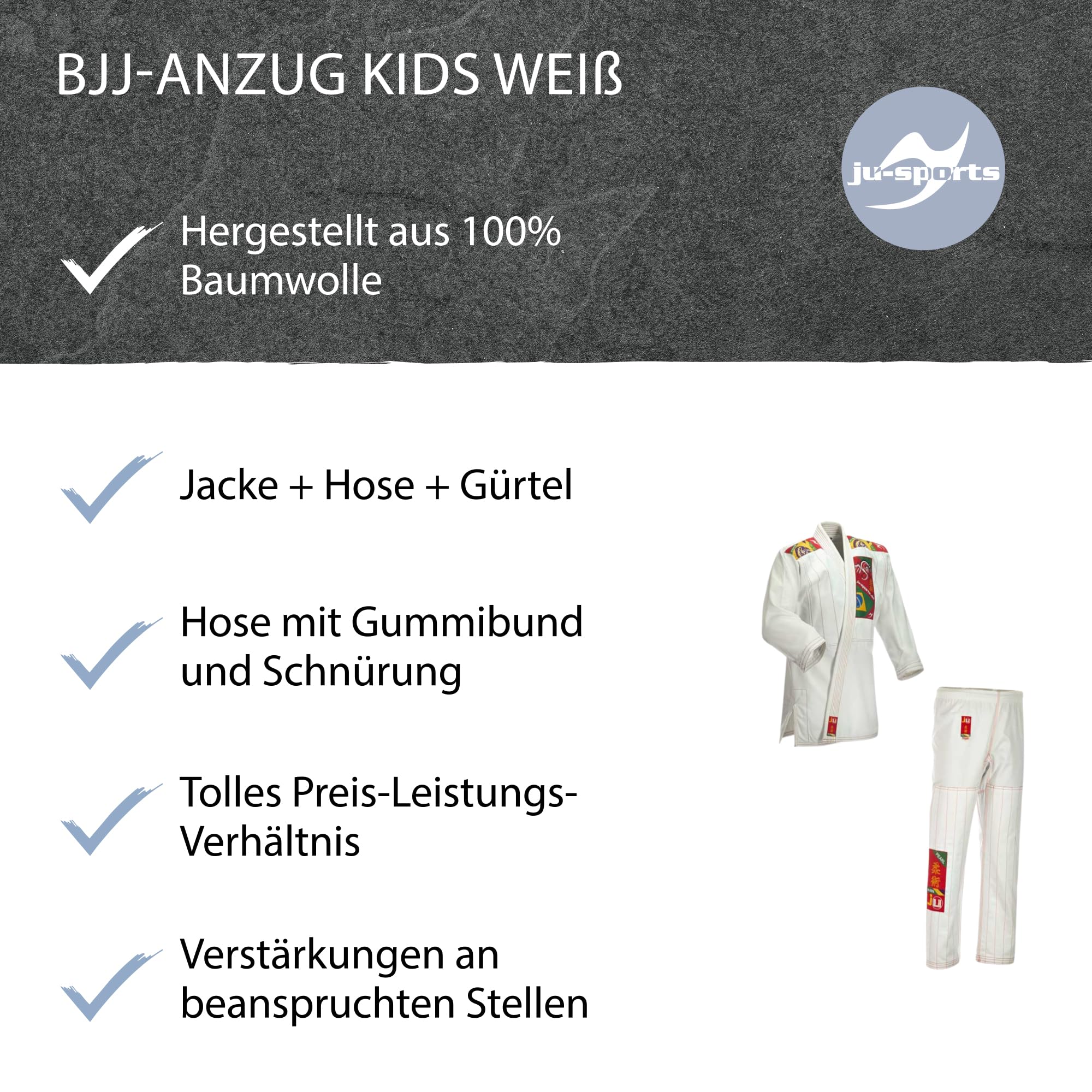 ju-sports-bjj-gi-kids-wei-150-baumwolle-mit-gurt image 5