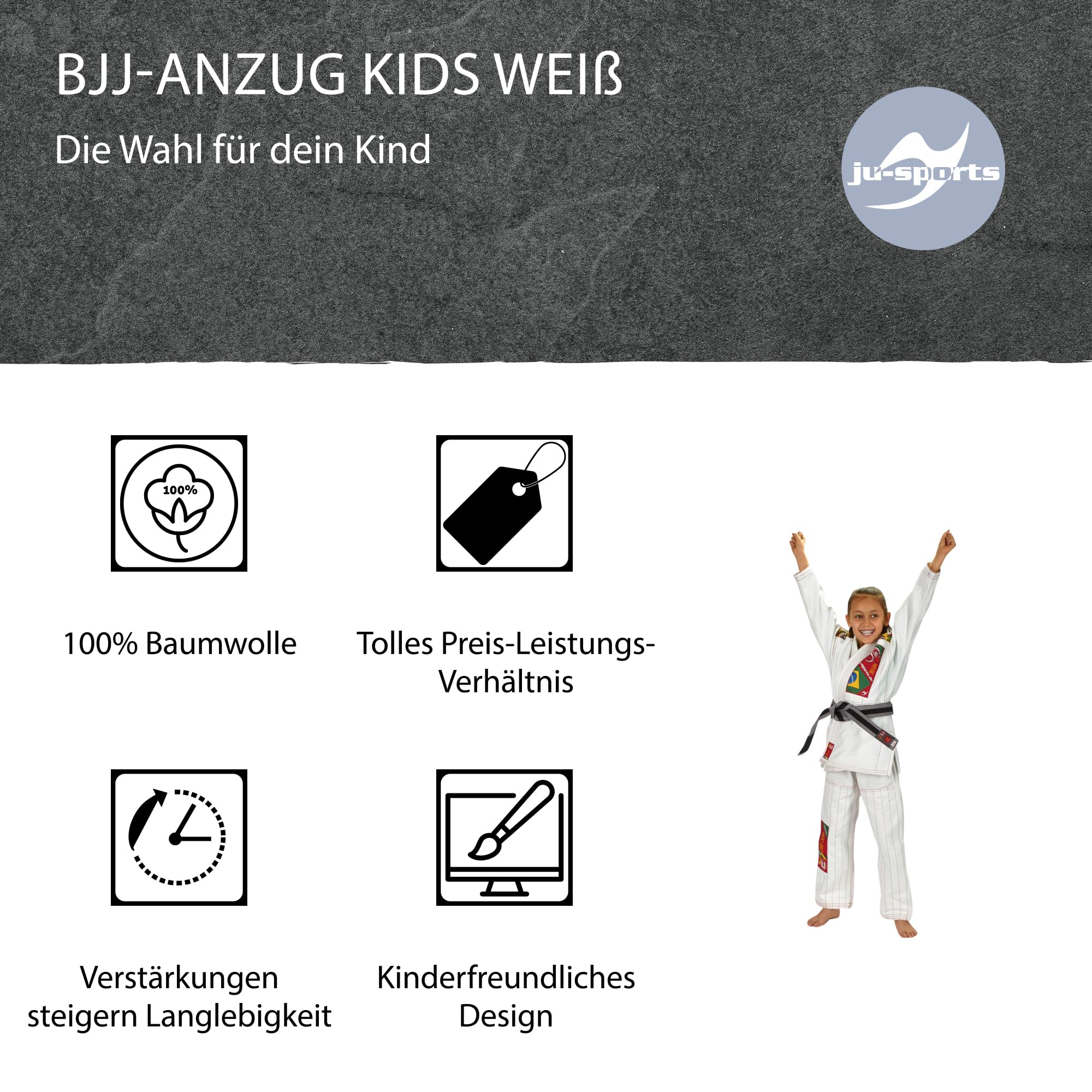 ju-sports-bjj-gi-kids-wei-150-baumwolle-mit-gurt image 3