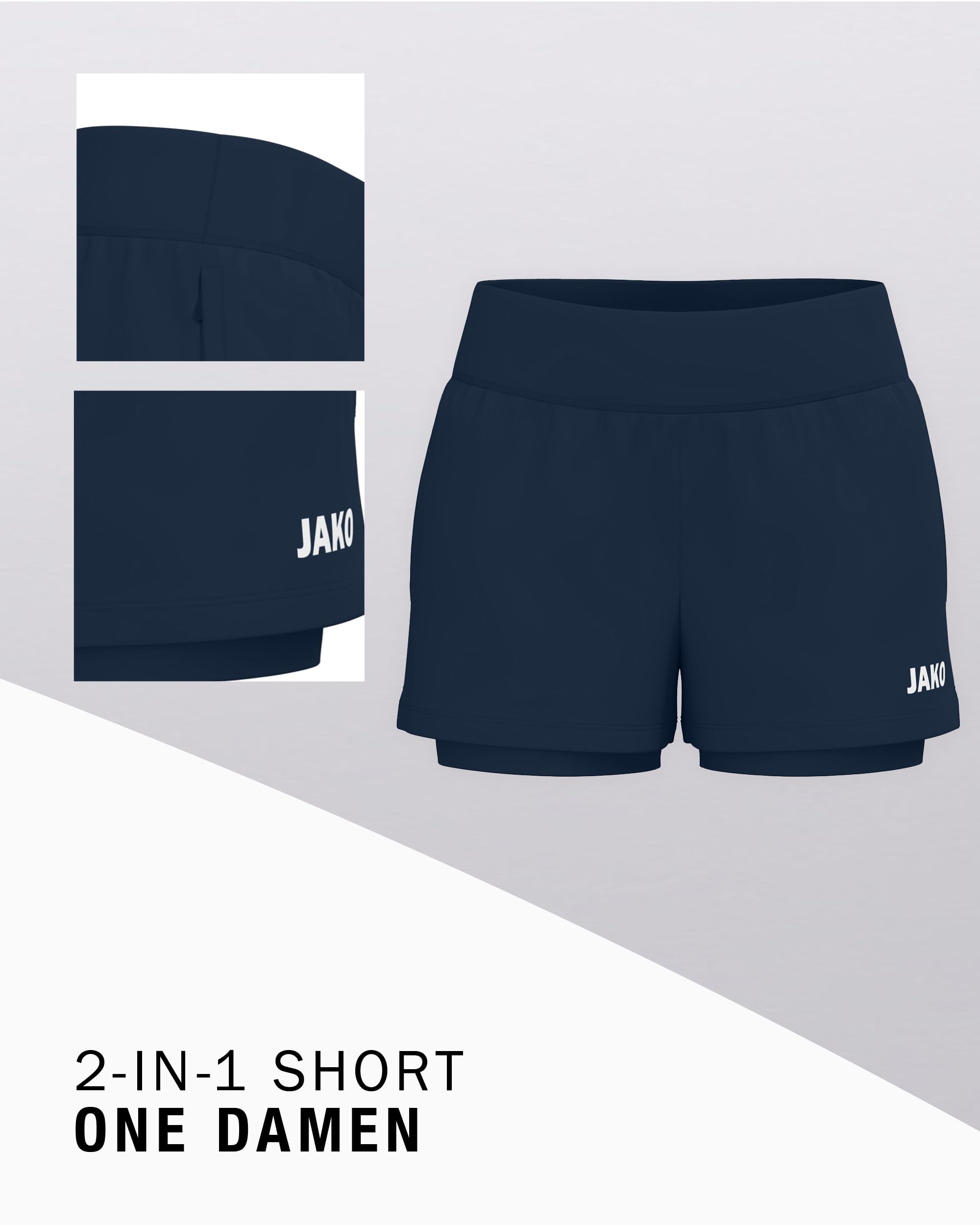 jako-one-damen-2-in-1-shorts-marine-34-atmungsaktiv image 3