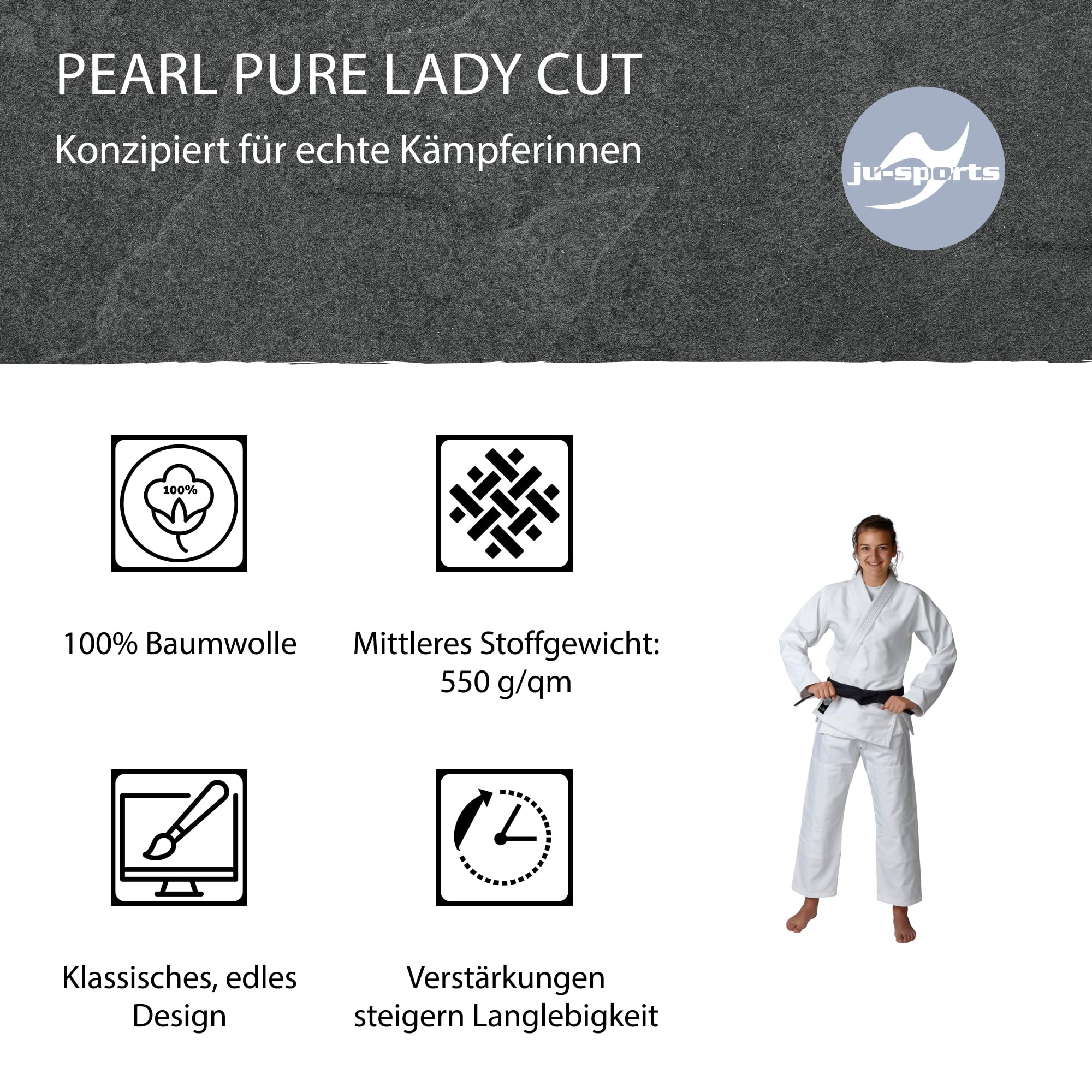 ju-sports-pearl-pure-lady-bjj-gi-damen-wei-f2-baumwolle image 3