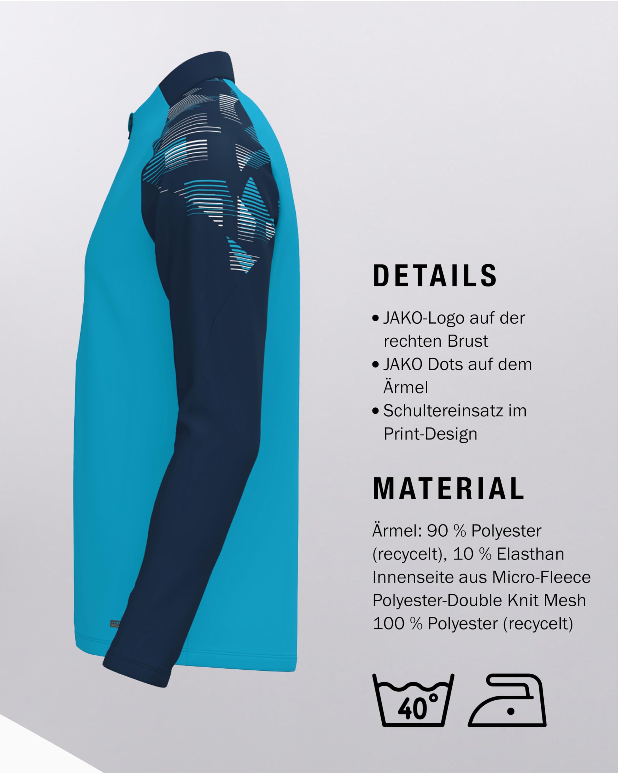 jako-sonic-ziptop-trainingspullover-kinder-128-aqua-marine-fleece image 5