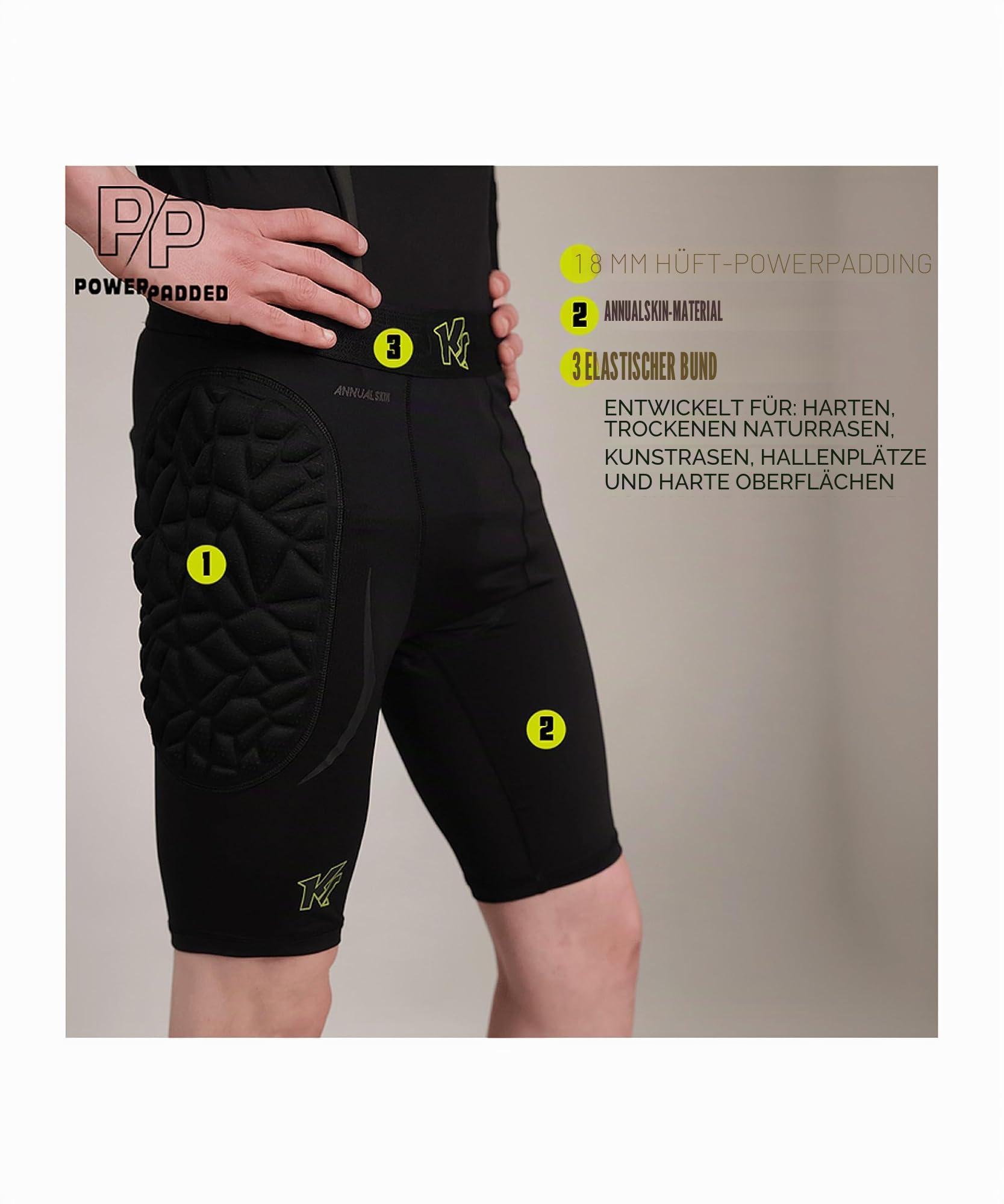 keepersport-powerpadded-torwart-unterziehhose-s-schwarz-gelb image 5