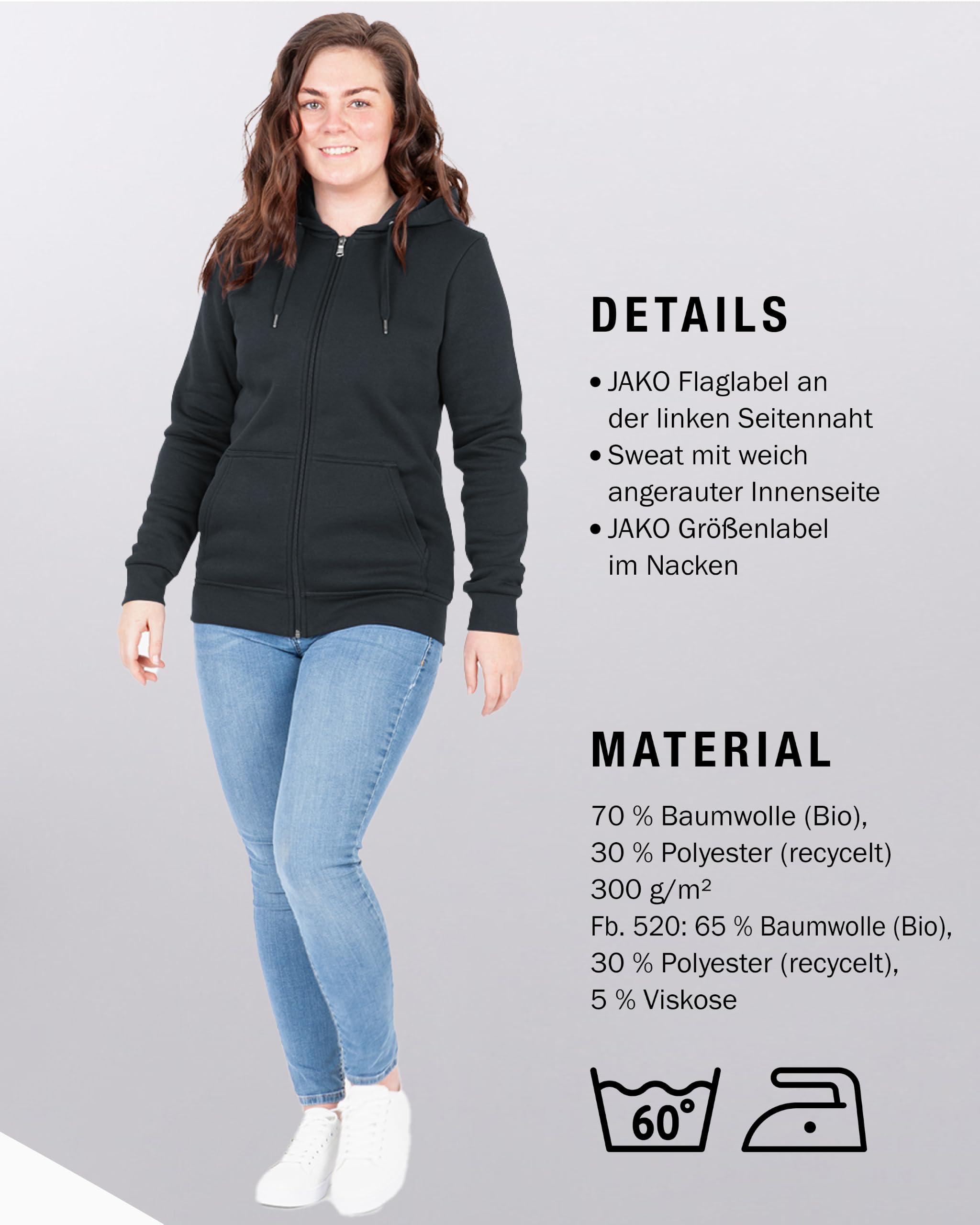 jako-base-organic-kapuzenjacke-damen-bio-baumwolle-gr-34-48 image 5