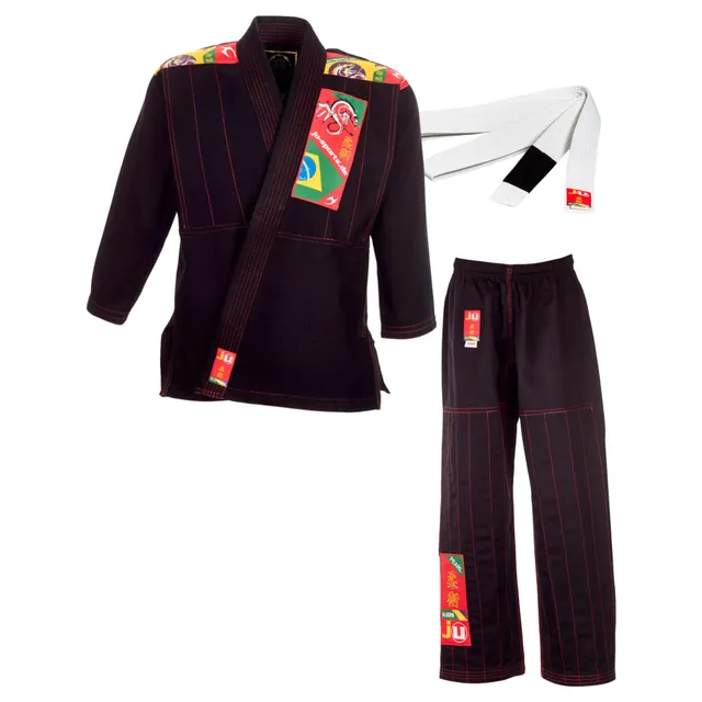ju-sports-fightwear-bjj-gi-kinder-schwarz-150-baumwolle image 1