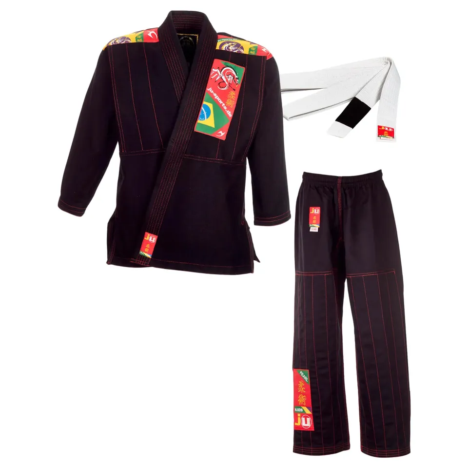 ju-sports-fightwear-bjj-gi-kinder-schwarz-150-baumwolle image 1