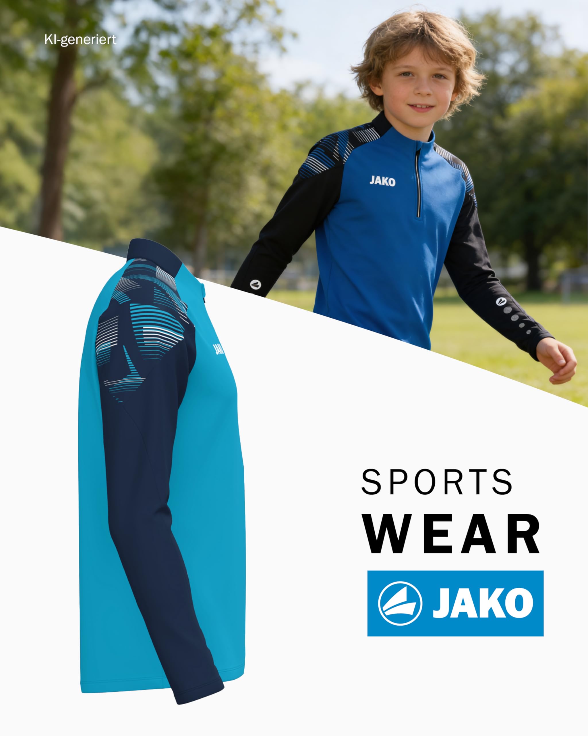 jako-sonic-ziptop-trainingspullover-kinder-128-aqua-marine-fleece image 3