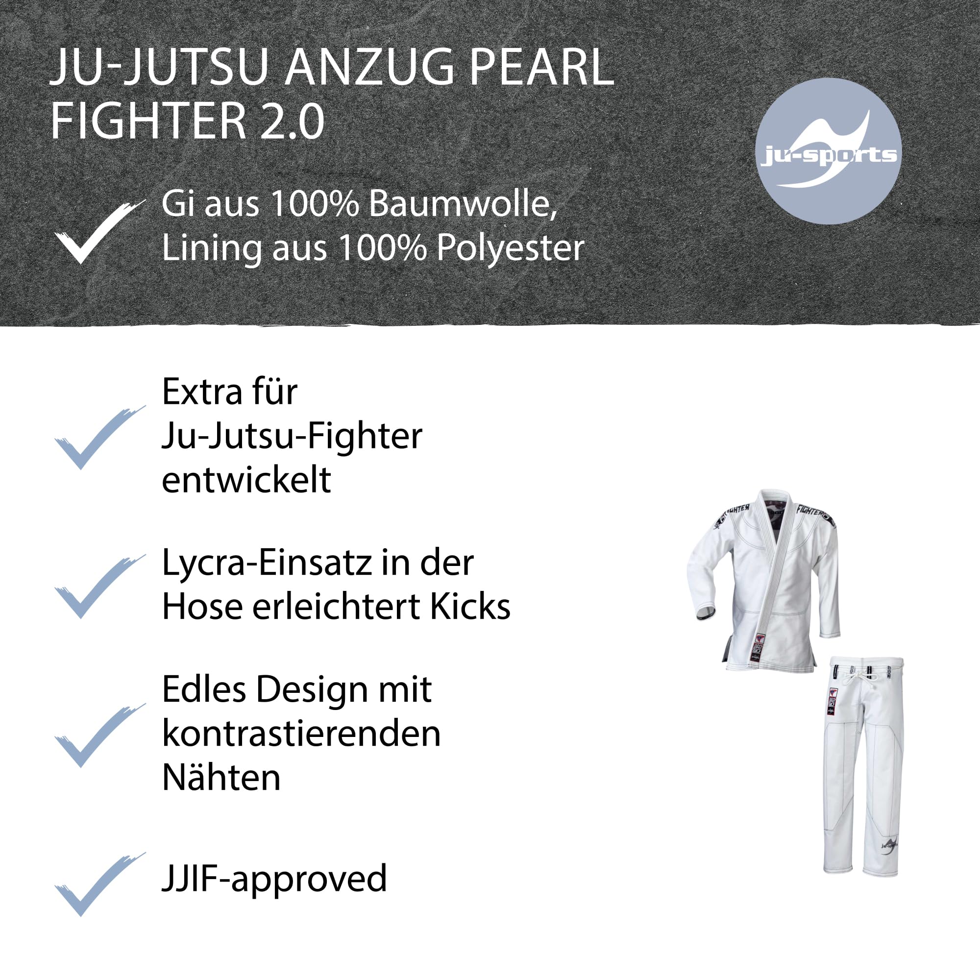 ju-sports-pearl-fighter-2-0-jujutsu-anzug-a3-wei-baumwolle image 5