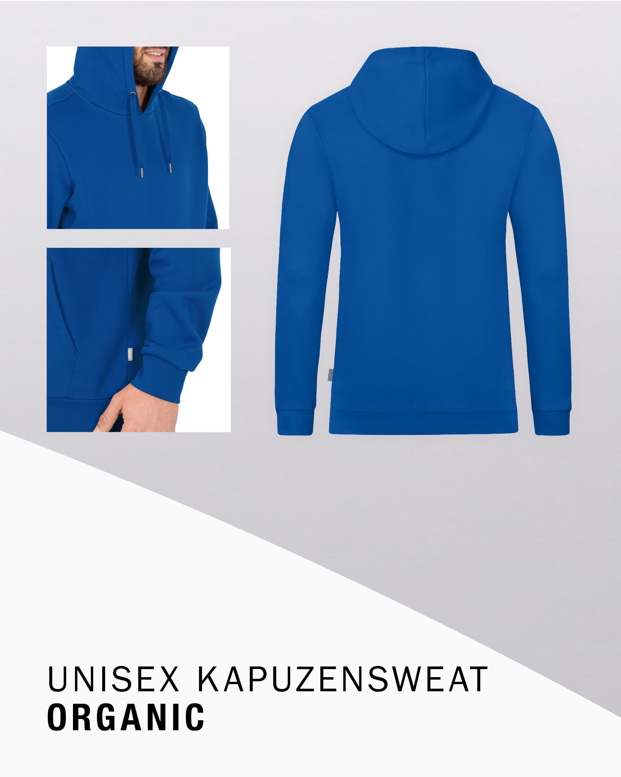 jako-base-organic-kapuzensweat-herren-blau-kapuzenpulli image 4