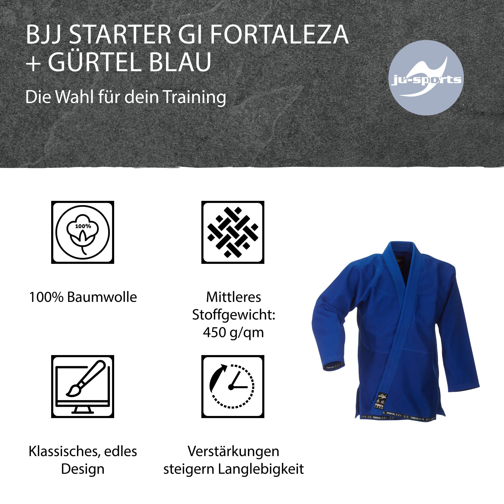 ju-sports-fortaleza-bjj-gi-blau-a2-g-rtel image 3