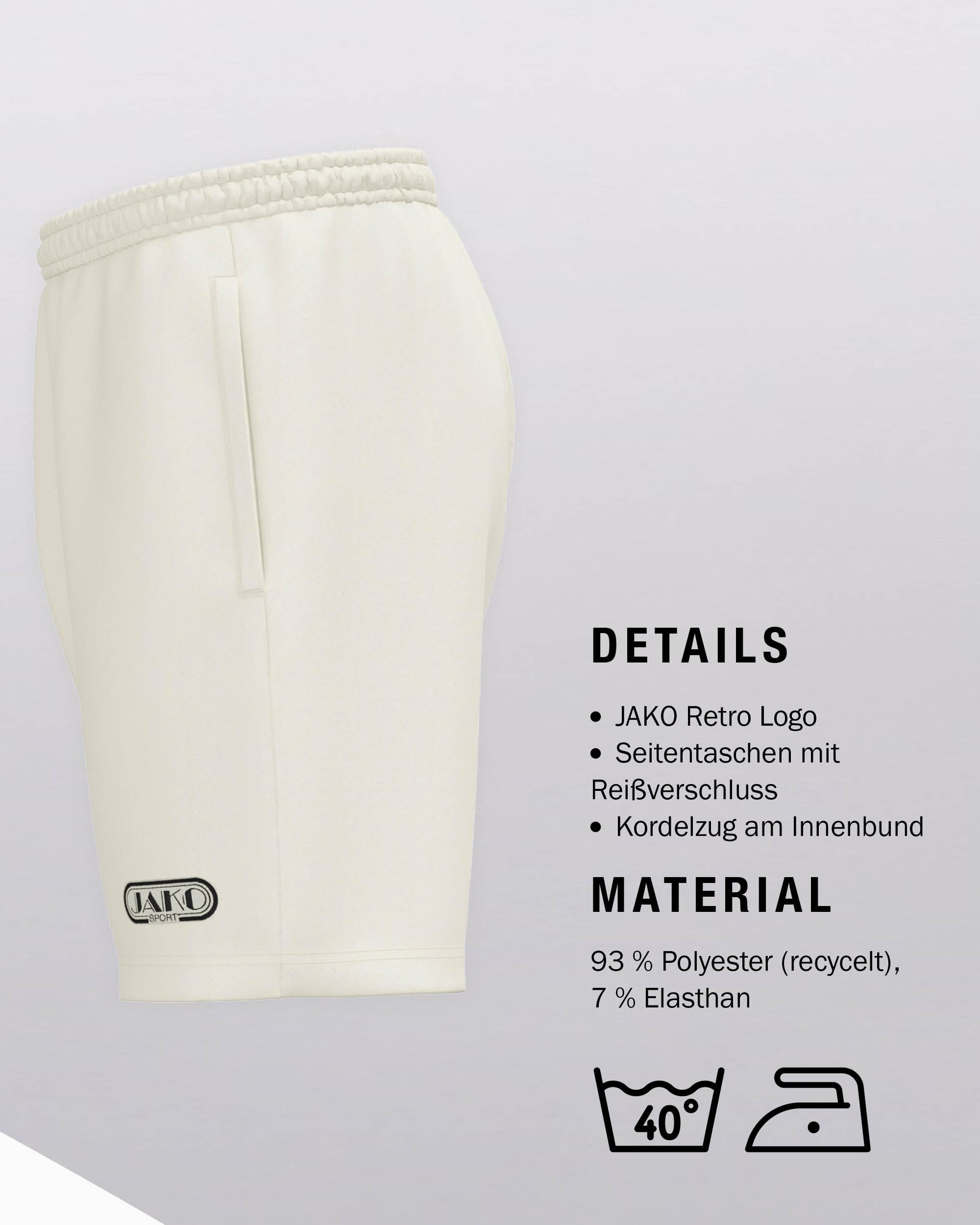 jako-wardrobe-shorts-unisex-sportshorts-schwarz-retro-polyester image 4