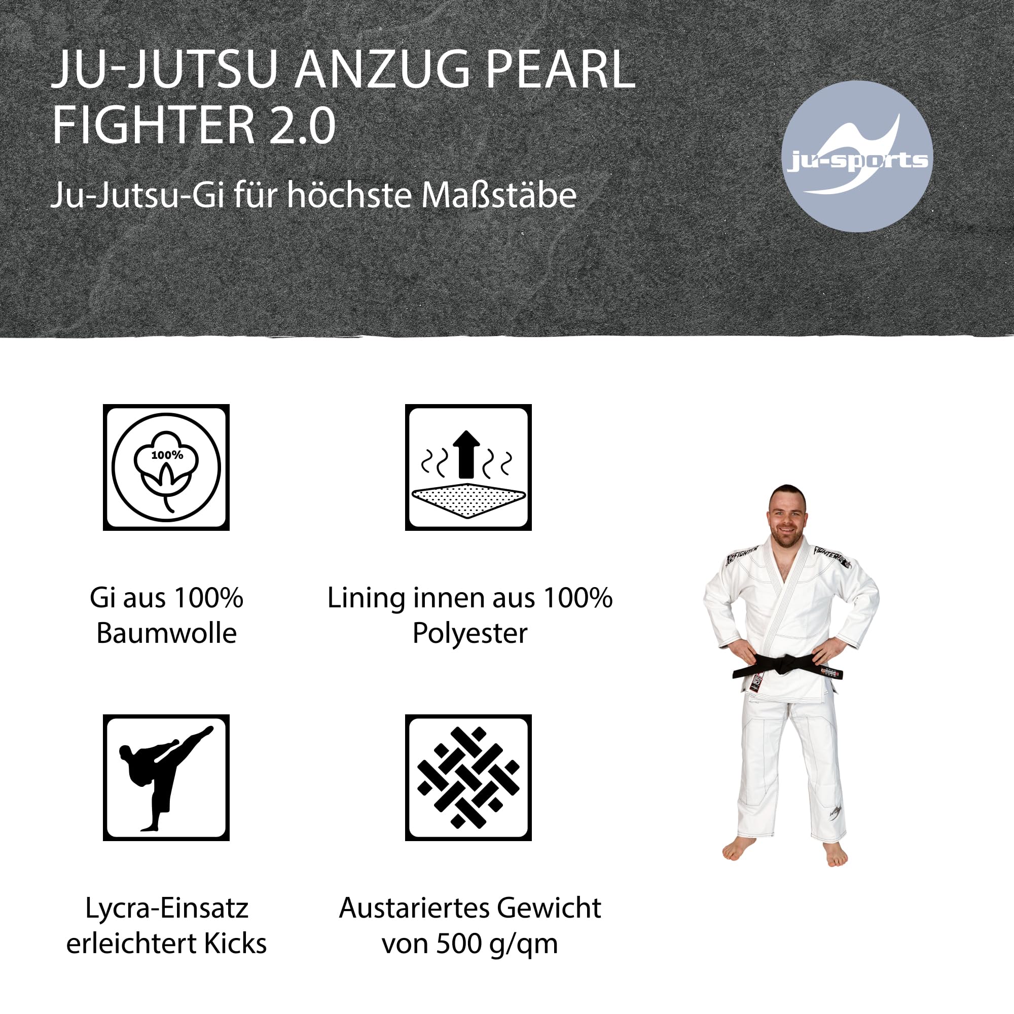 ju-sports-pearl-fighter-2-0-jujutsu-anzug-a3-wei-baumwolle image 3