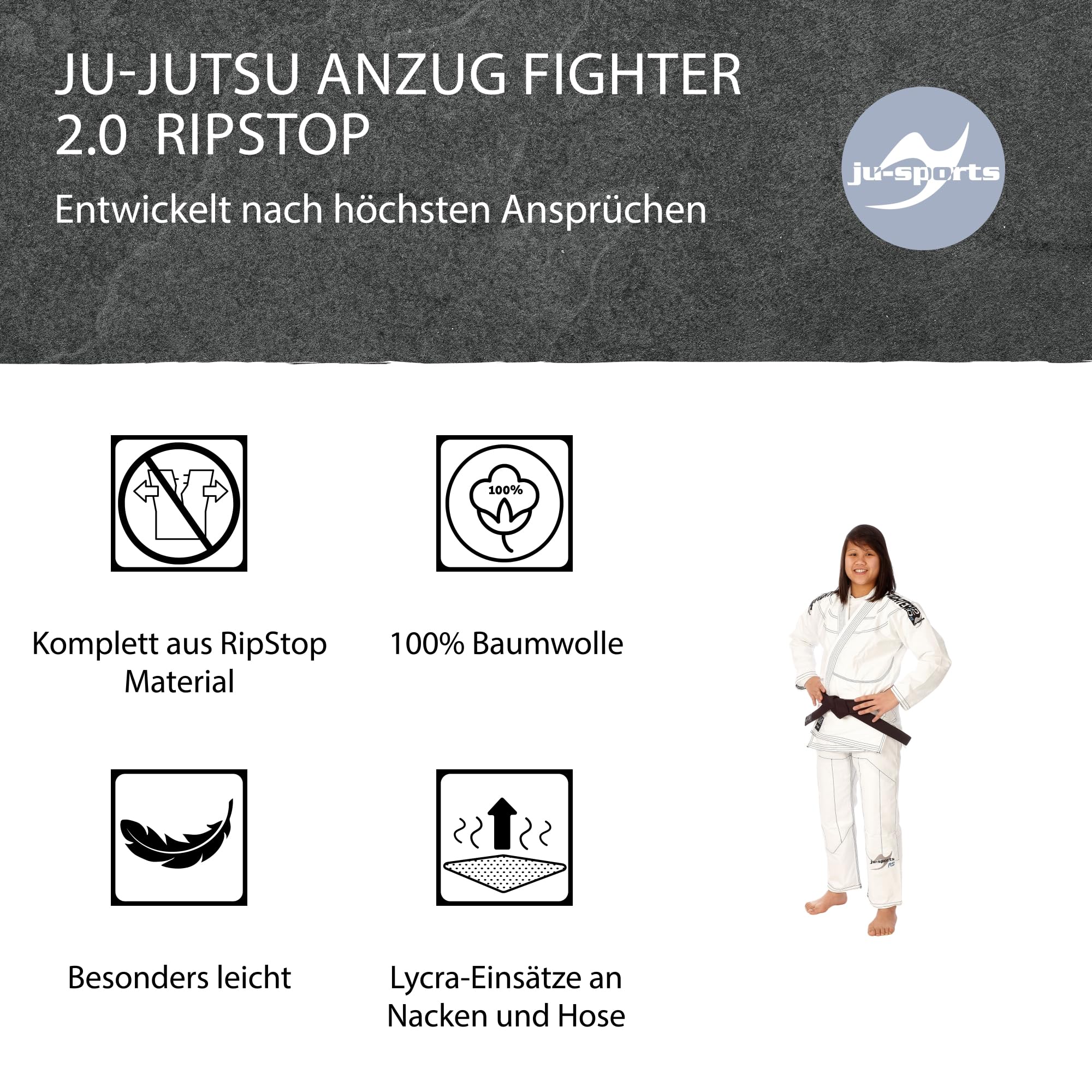 ju-sports-fighter-2-0-jujutsu-anzug-wei-a4-baumwolle image 3