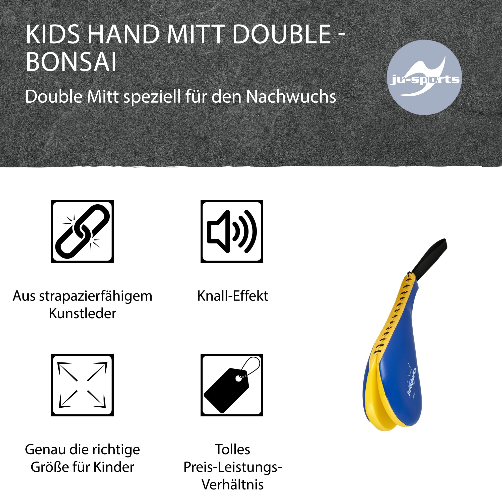 ju-sports-double-hand-mitt-kids-pratze-37cm-gelb-blau image 3