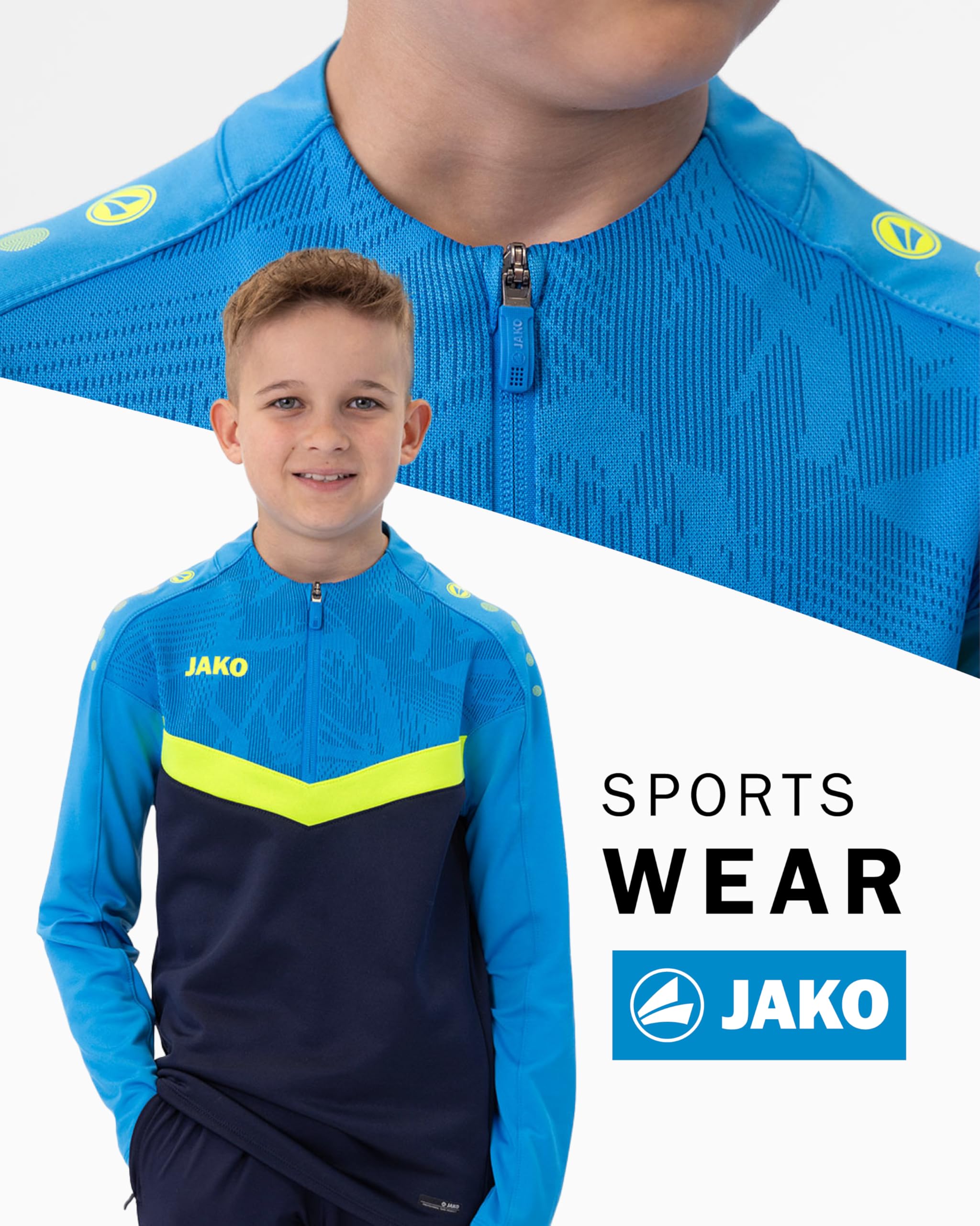 jako-iconic-ziptop-kinder-marine-neongelb-128-fleece image 2