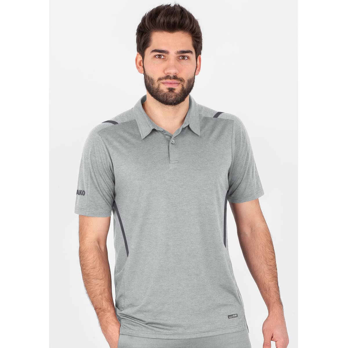 jako-challenge-polo-herren-schwarz-meliert-casual-look image 2