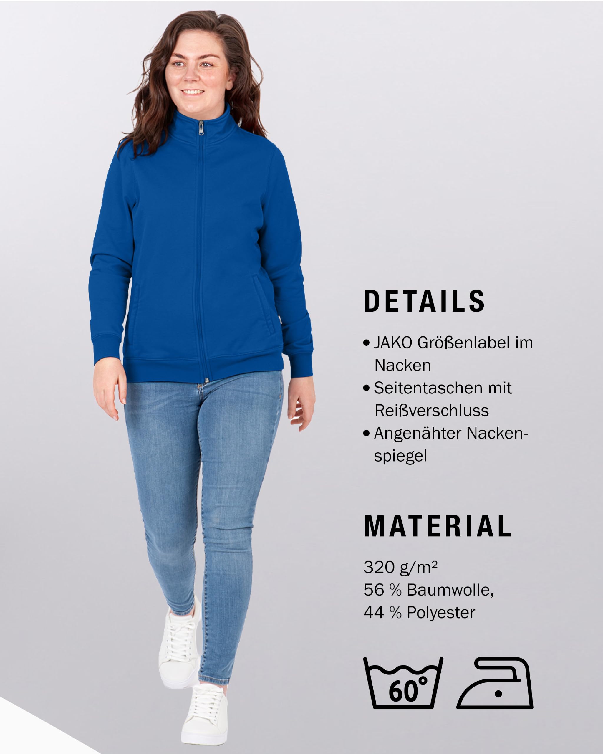 jako-base-sweatjacke-doubletex-damen-grau-60-grad image 5