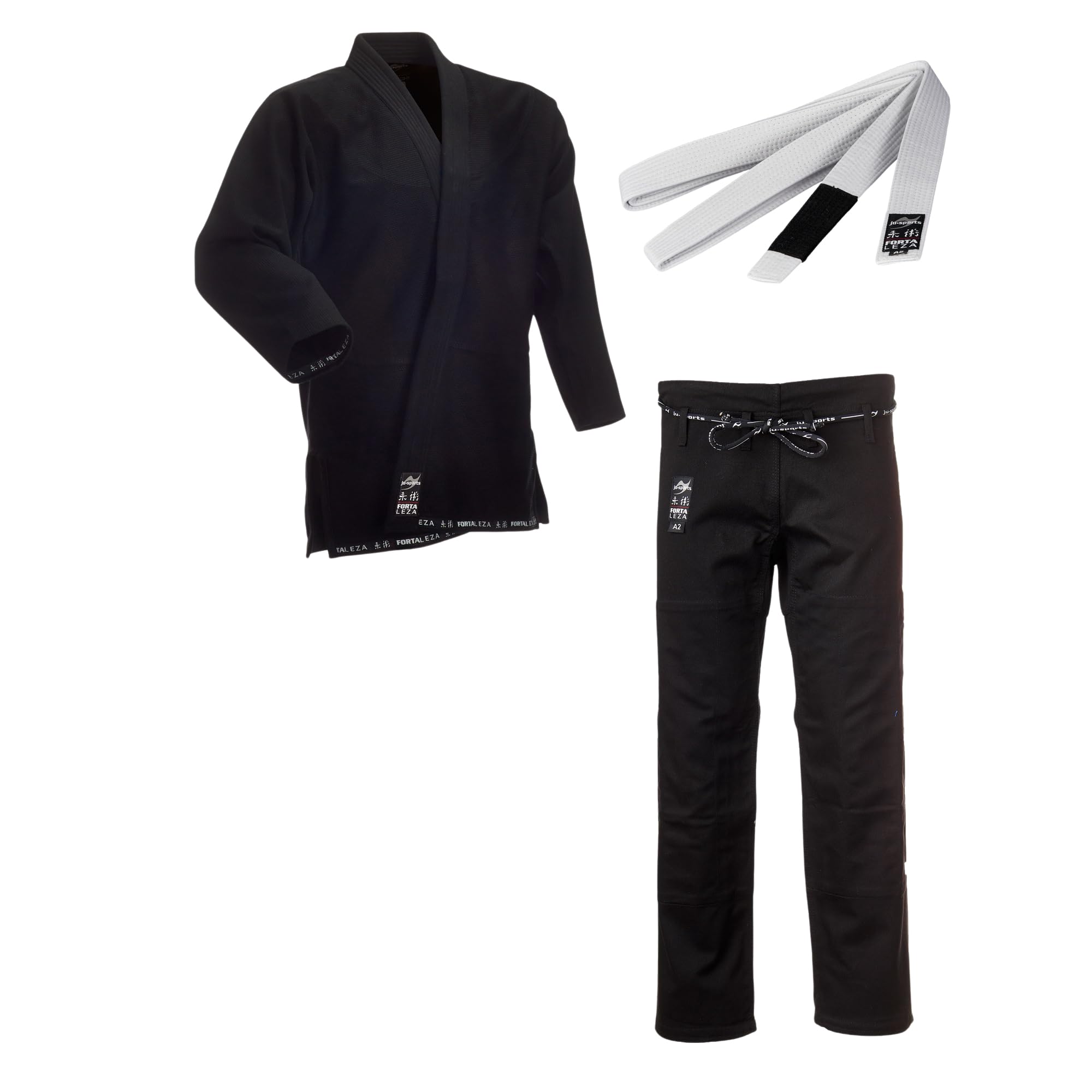 ju-sports-fortaleza-bjj-gi-schwarz-a2-mit-g-rtel-baumwolle image 1