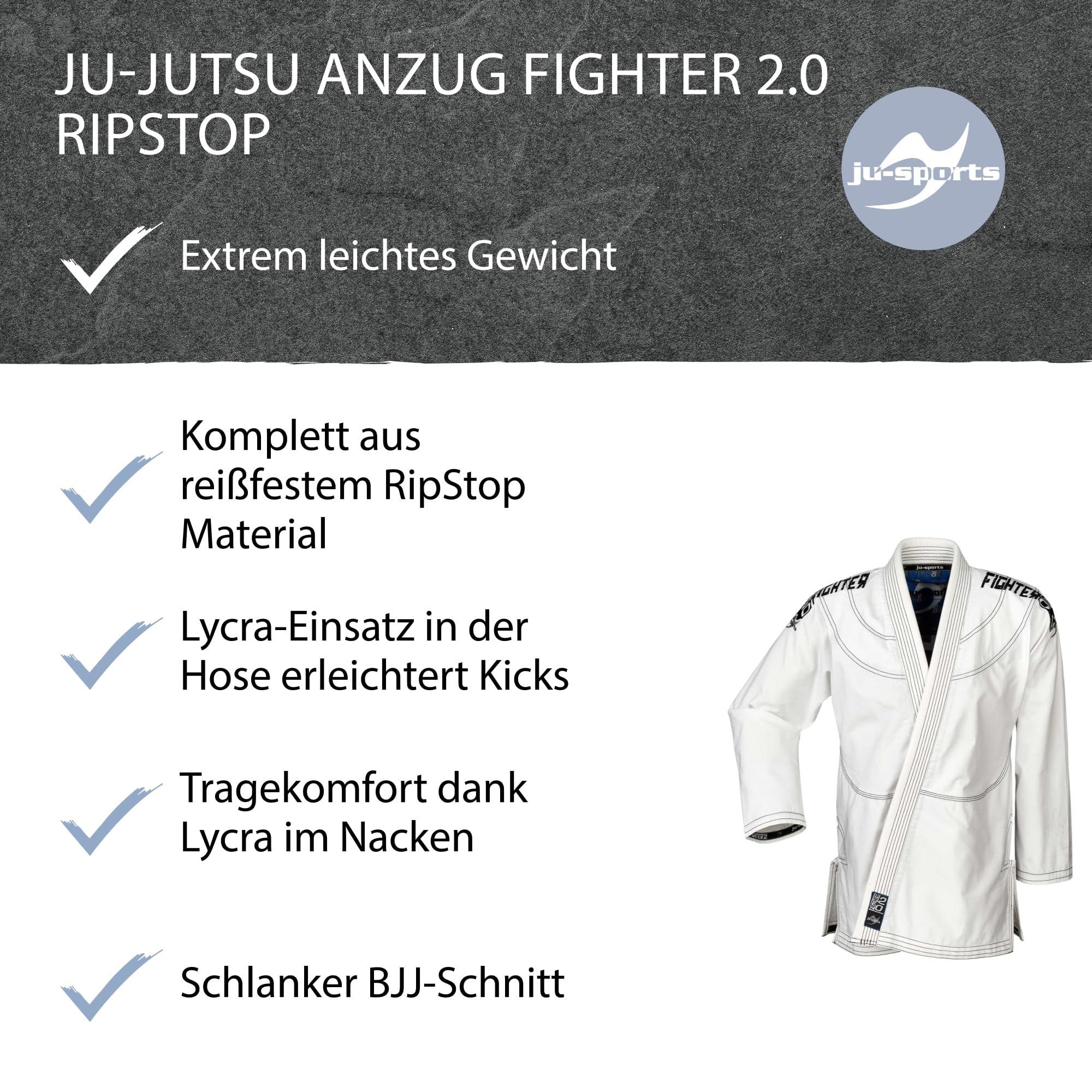 ju-sports-fighter-2-0-jujutsu-anzug-wei-a4-baumwolle image 5