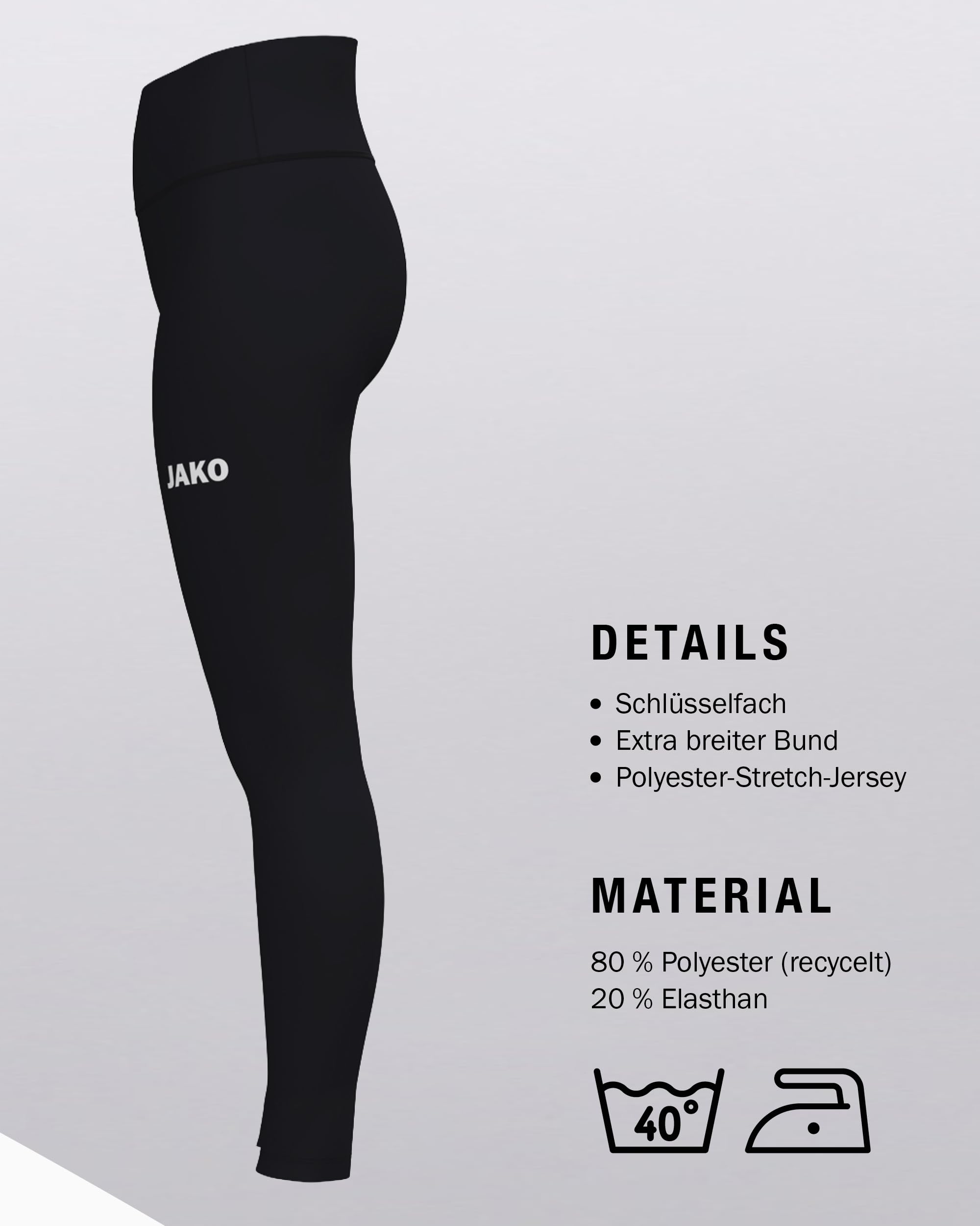 jako-one-tight-damen-sportleggings-lang-schwarz image 4