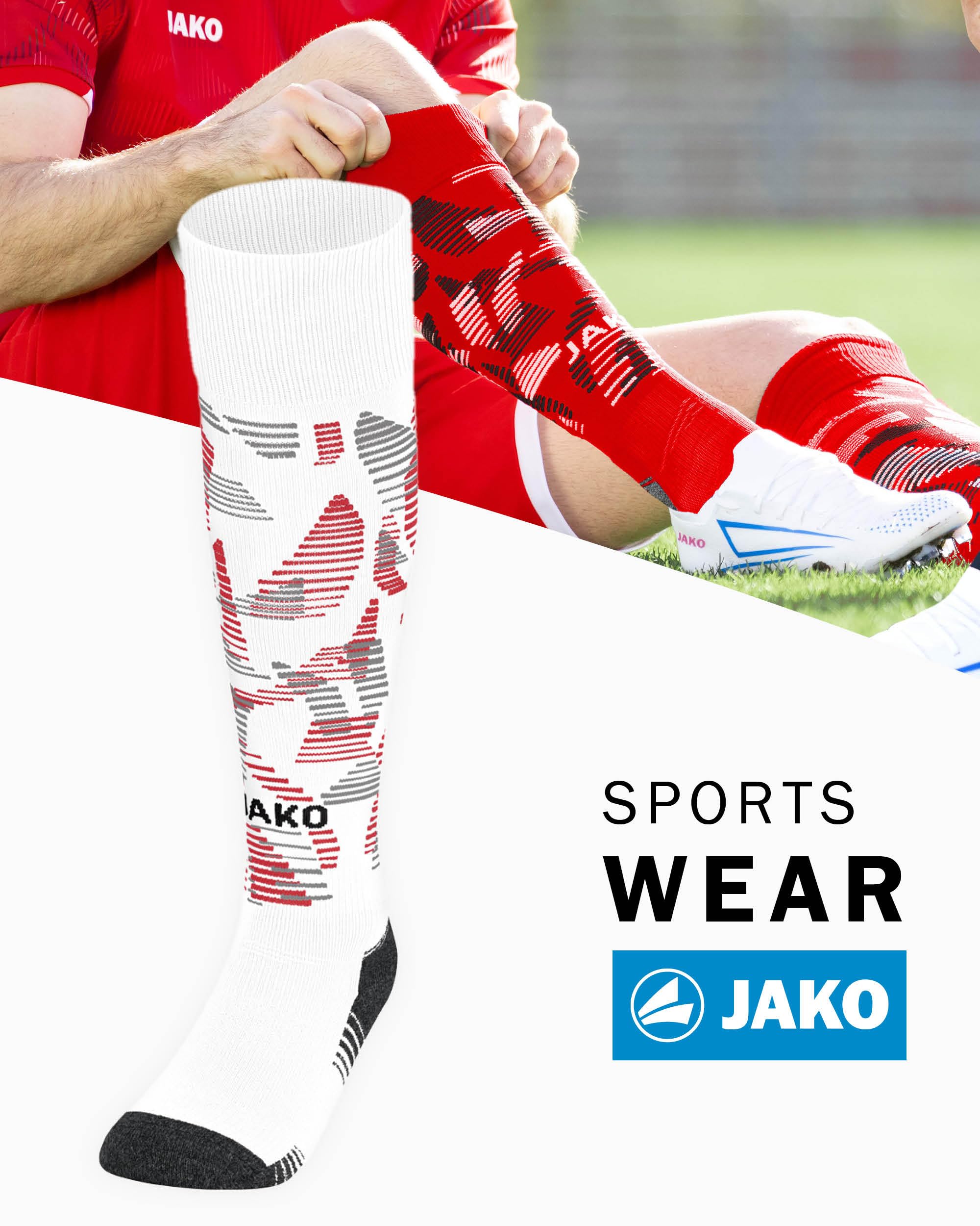 jako-sonic-stutzenstrumpf-35-38-wei-rot-grau-fu-ball image 2