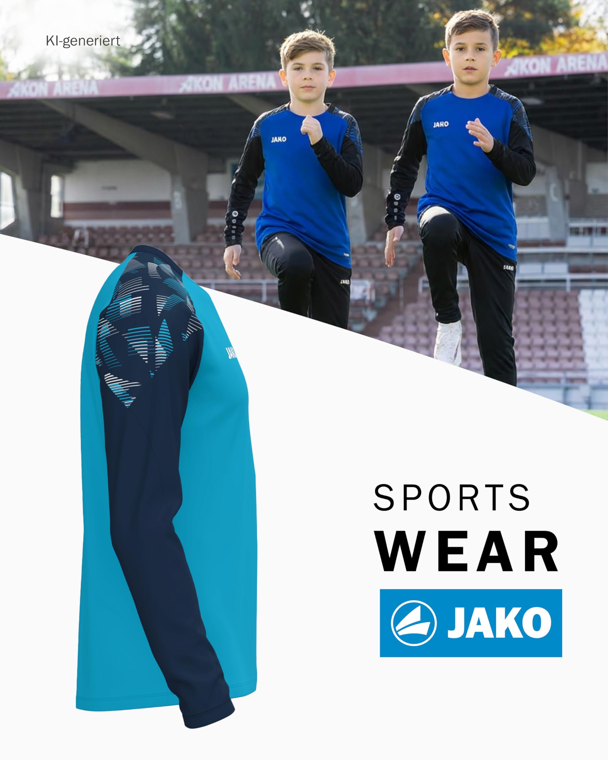 jako-sonic-sweatshirt-kinder-aqua-marine-128-atmungsaktiv image 3